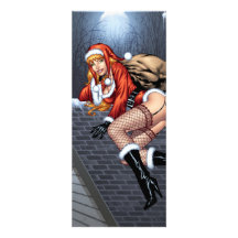 Ms Claus On The Rooftop Delivering Santas Presents Custom Invitation