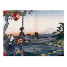 Mt. Fuji Viewed from a Teahouse c. 1800s Japan Post Card