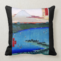 Mt. Fuji viewed from water circa 1800's Throw Pillow