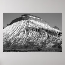 Mt. Garfield in Winter Black and White Photo Print