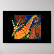 MtG Shivan Dragon print on black