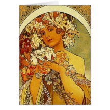 mucha flowers card