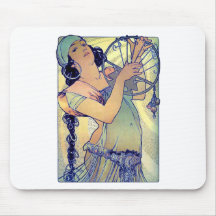 mucha gypsy tambourine dance music woman mousepad