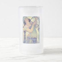 mucha gypsy tambourine dance music woman coffee mug