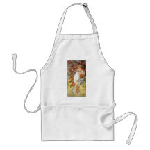 Mucha Spring blonde lady white dress pretty Apron