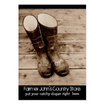 Muddy Gumboots for Farmers Country Store Business Cards