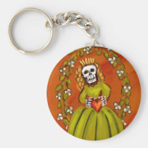 Muerta Skeleton Lady with Heart Key Chain