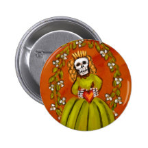 Muerta Skeleton Lady with Heart Pin
