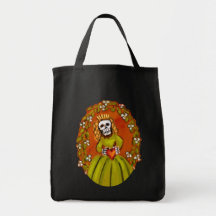 Muerta Skeleton Lady with Heart Tote Bag