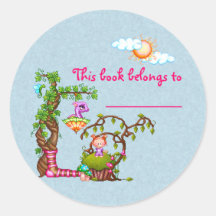 Muffin Girl Bookplate Round Sticker