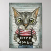 Mugshot of a cat felon poster