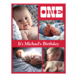 Multi Annual Red One Birthday Frame Personalised Announcement