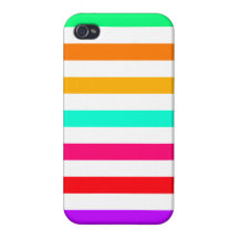 Multi Colored Shades of Aqua Orange Red Stripes Cases For iPhone 4