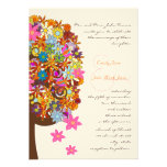 Multi Coloured Flower  Love Tree Wedding Invitatio