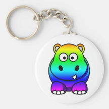 Multi Coloured , Rainbow Hippo Keychains