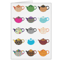 Multi-coloured Tea Kettles Greeting Card