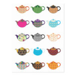 Multi-coloured Tea Kettles Postcards