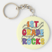 Multicolor 1st Grade Rocks Tshirts and Gifts Keychain