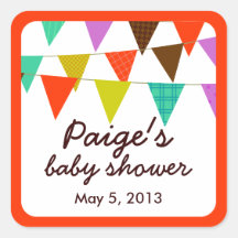 Multicolor Bunting Party Favour Sticker
