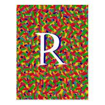 Multicolor Confetti Monogrammed Postcards