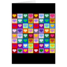 Multicolor Heart Squares Greeting Cards
