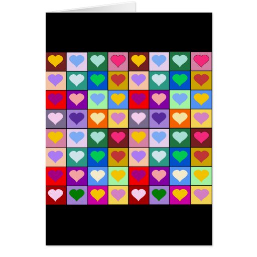 Multicolor Heart Squares Greeting Cards