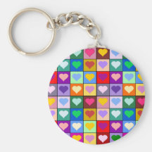 Multicolor Heart Squares Key Chains