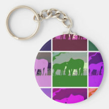 Multicolor Pop Art Horses Keychains