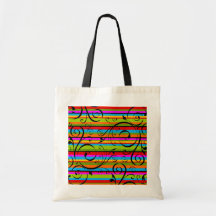 Multicolor Stripe Flourish Canvas Bags