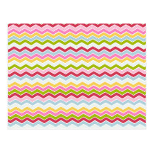 Multicolored chevron zigzag postcards