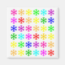 Multicolored Snowflakes Square Fridge Magnet