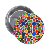 Multicolored Star Pattern - Silk Painting inspired Pinback Button