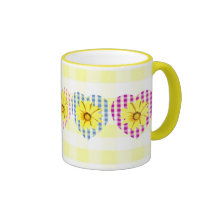 Multicolors Gingham Hearts and Flowers Mug