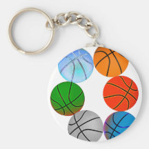 Multiple Basketballs In Different Cartoon Colours Key Chain
