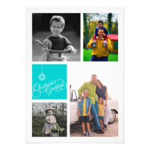 Multiple Frame Christmas Greetings Flat Card Custom Invitations