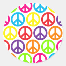 Multiple Multicolor Peace Round Stickers