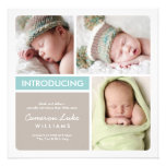 Multiple Photo Birth Announcement | Aqua Taupe