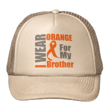 Multiple Sclerosis I Wear Orange Ribbon Brother Mesh Hat