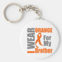 Multiple Sclerosis I Wear Orange Ribbon Brother Keychains