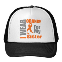 Multiple Sclerosis I Wear Orange Ribbon Sister Trucker Hats