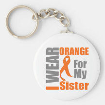 Multiple Sclerosis I Wear Orange Ribbon Sister Keychain