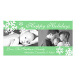 Multiple Snowflakes Christmas Photocard Mint Green photo cards