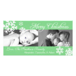 Multiple Snowflakes Christmas Photocard Mint Green photo cards