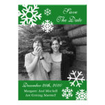 Multiple Snowflakes Photo Save The Dates (Green) invitations
