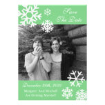 Multiple Snowflakes Photo Save The Dates (Mint) invitations