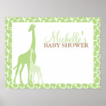 Mum and Baby Giraffe Baby Shower Welcome Sign Posters