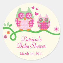 Mum and Baby Owl Baby Shower Favour Sticker