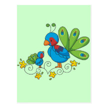 Mum and Baby Peacock Post Cards