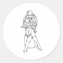 Mum and child round stickers