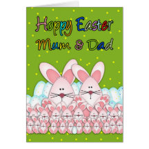 Mum And Dad Easter Card With Easter Bunnies